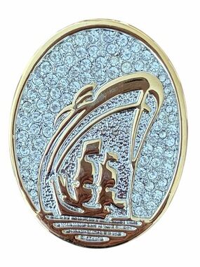 Vintage Cruise Ship Brooch Tall Ship Boat Sailing Gold Silver Tone Travel Pin